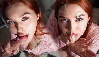 Горячая рыжая шлюха обожает глубоко сосать и принимать огромную порцию спермы